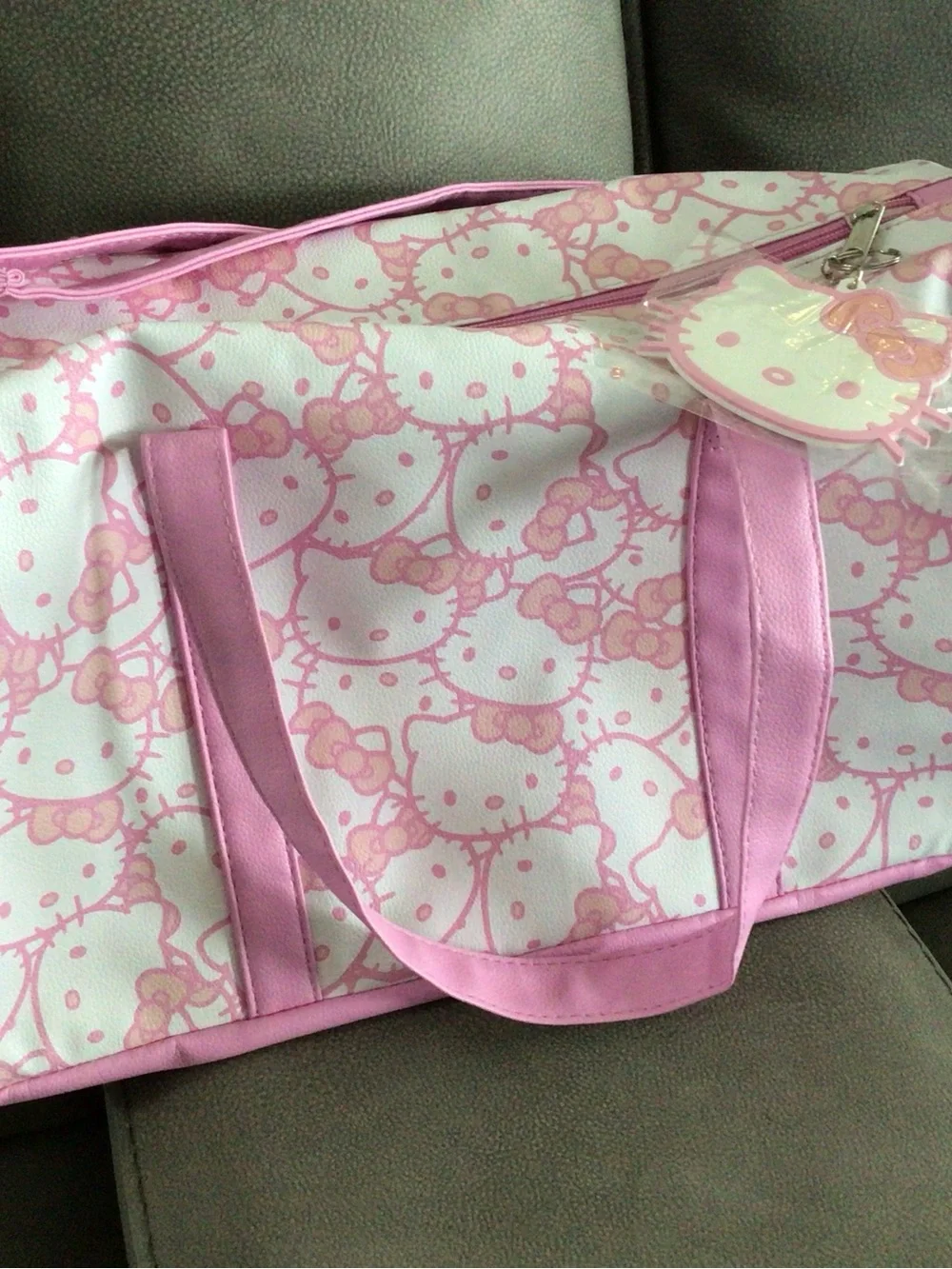 Hello Kitty Pink and White Travel Tote with Character Tag